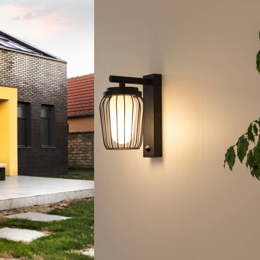 Lucande utendørs vegglampe Chandan 30 cm antrasitt sensor