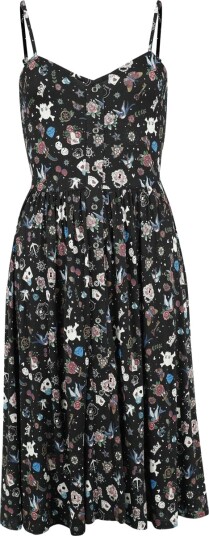 Rock Rebel by EMP Middellang kjole Dress with Old School Print M til XXL Damer svart
