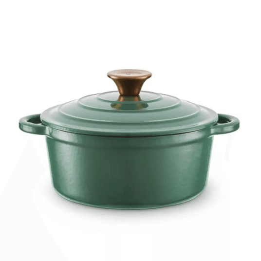 BARBARY&OAK Rund Støpejernsgryte, 20cm, Grønn, 2 liter