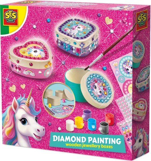 SES Creative Diamantmosaikk Smykkeskrin Med Enhjørning