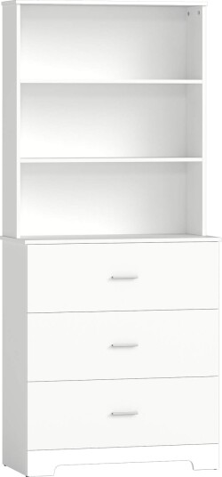 Bokhylle med skuffer og hyller – hvit 79x39,5x180 cm