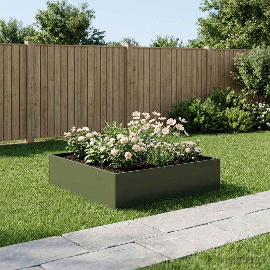 vidaXL Hageblomsterpotte Olivengrønn 100 x 100 x 30 cm Kaldvalsestål