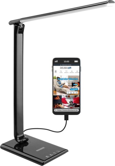 LED skrivebordslampe med USB lader – 5 trinns dimming 3 lysfarger LED skrivebordslampe med USB lader – 5 trinns dimming 3 lysfarger
