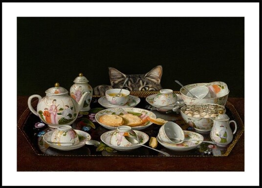 A Tea Set With A Cat Plakat Plakat / 70x100cm