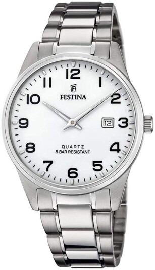 Festina Herreklokke F20511 1 Classic Hvit/Stål Ø39.5 mm