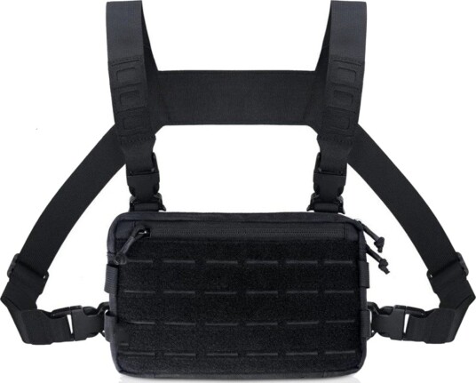 Taktisk vest-/brystveske i Oxford-stoff – MOLLE overlevelsesveske for jakt – Svart Taktisk vest-/brystveske i Oxford-stoff – MOLLE overlevelsesveske for jakt – Svart