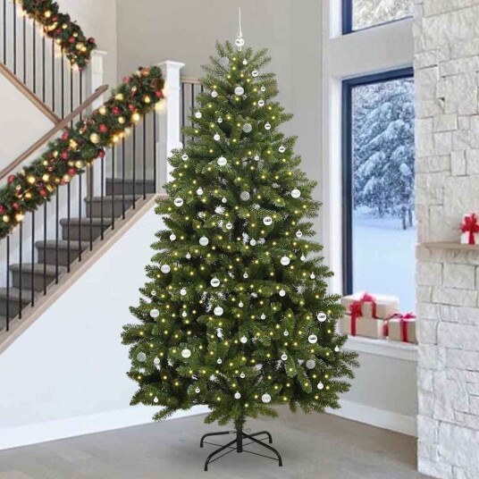  Kunstig juletre med LED  stripelys grønn 300 cm PVC og metall