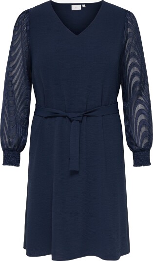Only Carmakoma - Kjole carMetta L/S Mini Dress Wvn - Blå