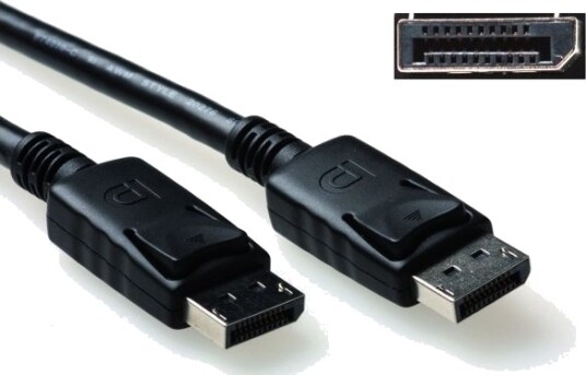Act Displayport Kabel Hann Hann + Strømpinne 20 Tilkoblet Lengde 0,5 M Ak3977