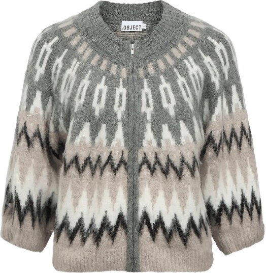 Object Objjaade Diana S/S Re Knit Cardigan 147 GUNMETAL XS