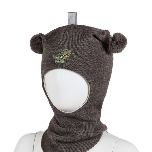 Kivat Balaclava i Ull Dinosaur Brunmelert 0 6 12mnd