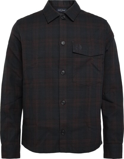 Fred Perry Textured Check Overshirt NAVY XL