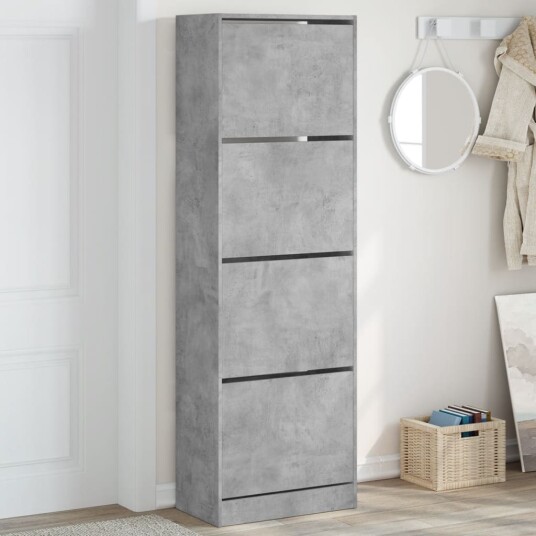 Skoskap med 4 vippeskuffer betonggrå 60x34x187,5 cm 8721012385689