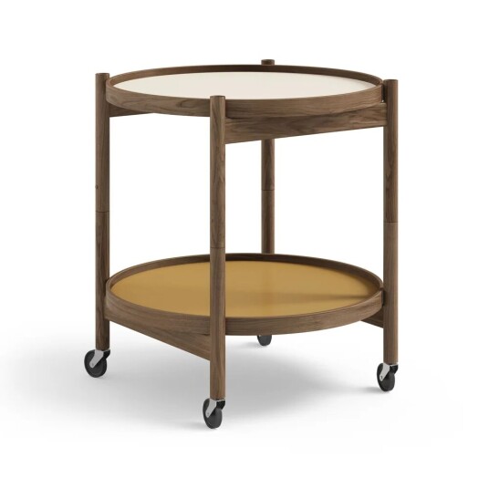 Brdr. Krüger Bølling Tray Table model 50 rullebord sunny, røykoljet eikestativ