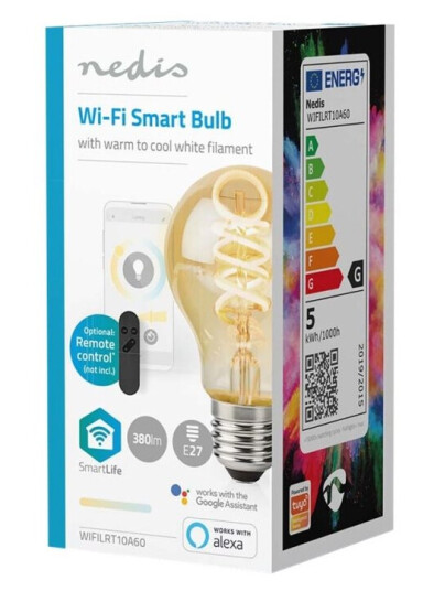 Nedis Smartlife Led-Filamentlyspære Form: Pære E27 4.9 W Ekvivalent 40 Klasse G Varm Til Kjølig Hvitt Lys 1800-6500 K Gull Nedis Smartlife Led-Filamentlyspære Form: Pære E27 4.9 W Ekvivalent 40 Klasse G Varm Til Kjølig Hvitt Lys 1800-6500 K Gull