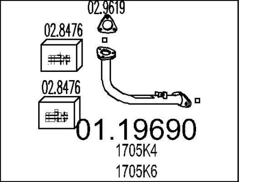 Eksosrør MTS 01.19690 Eksosrør MTS 01.19690