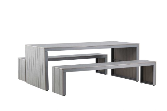 Venture Design San Juan spisegruppe Gra 2 benker & bord Grå