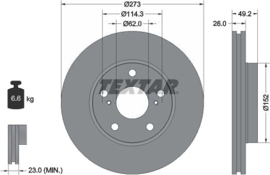 TEXTAR 92163700 Bremseskive TEXTAR 92163700 Bremseskive