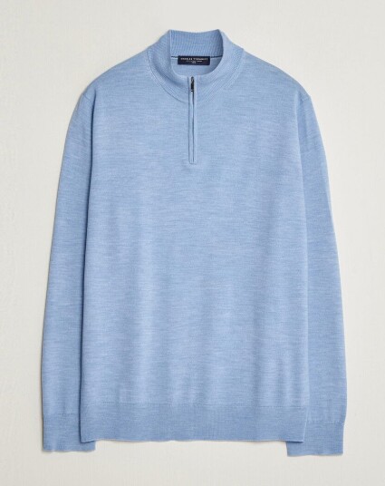 Charles Tyrwhitt Pure Merino Zip Neck Jumper Cornflower Blue