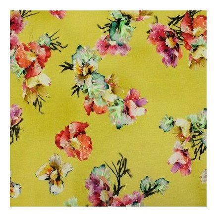 Balsløw Bomullsjersey Print Stoff 150cm 006 Blomster 50cm
