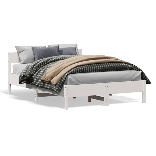 Sengeramme med hodegavl hvit 160x200 cm heltre furu 8721012428973