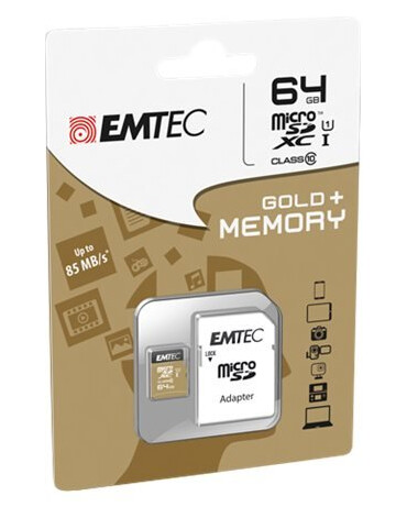 Emtec Gold+ - Flashminnekort (Sd-Adapter Inkludert) - 64 Gb - Class 10 - Microsd - Gull