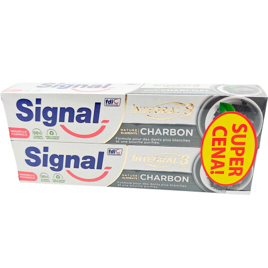 Tannkrem Whitening 2 x 75 ml. SIGNAL Integral 8 Actions Aktivt kull