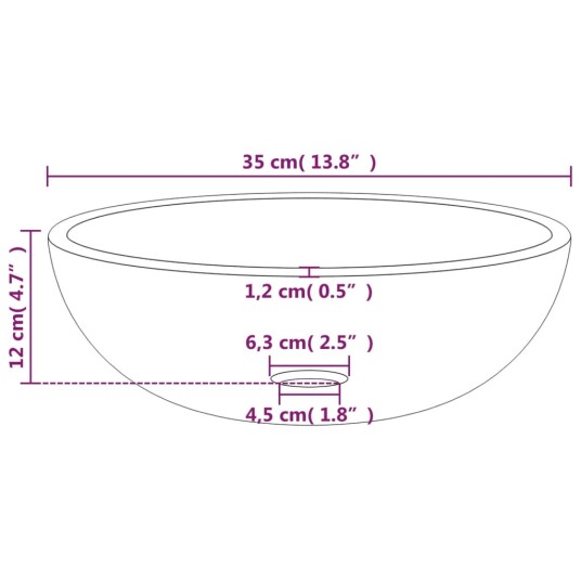 vidaXL Servant herdet glass 35x12 cm gull