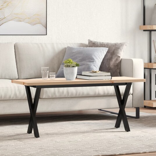 Salongbord X-ramme 110x40x45,5 cm heltre furu og støpejern 3282755