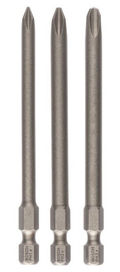 Bosch 3-delers skrutrekkerbits-sett, ekstra hard PH1; PH2; PH3; 89 mm