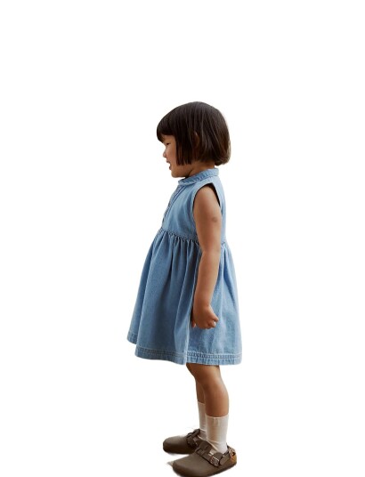 Copenhagen Colors Organic Denim Dress W Collar Blue 128