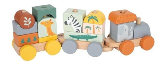 Small Foot Wooden Stacking Blocks Train Safari Small Foot Wooden Stacking Blocks Train Safari
