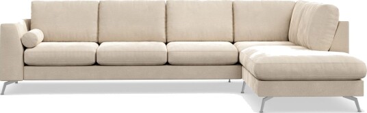 Ocean Lyx 4 seters Høyrevendt L formet Sjeselongsofa i Fløyel Beige Ocean Lyx 4 seters Høyrevendt L formet Sjeselongsofa i Fløyel Beige