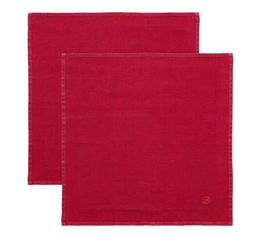 Georg Jensen Damask Plain linservietter 2-pk 45x45 cm dyp rød Georg Jensen Damask Plain linservietter 2-pk 45x45 cm dyp rød