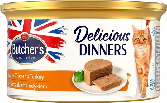 Butcher'S Våtfôr Megapakke Med Delicious Dinners & Kylling Kalkun 48 X 85 G