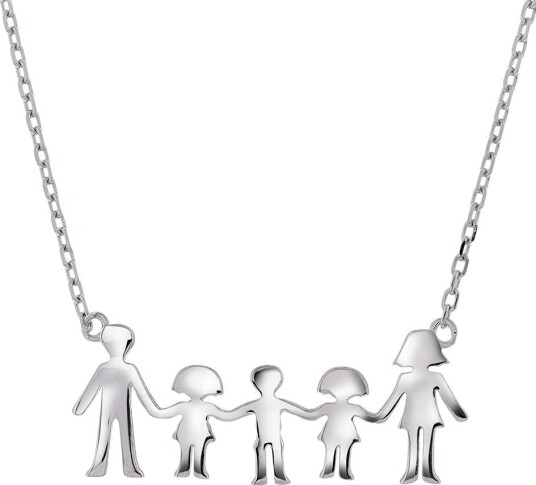 Pan Jewelry Familiesmykke i 925 sølv med mor far to døtre og en sønn