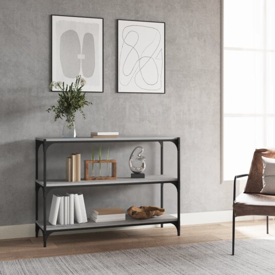 vidaXL Bokhylle gr? sonoma 100x33x70,5 cm konstruert tre og st?l