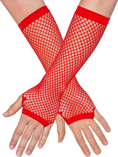 Boland Party Partners 80-talls fingerløse nettinghansker lange røde One size 02992