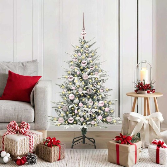 Kunstig forhåndsbelyst juletre med kule sett grønn 120 cm Kunstig forhåndsbelyst juletre med kule sett grønn 120 cm