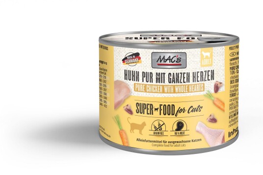 Mac"S Super Food For Cats Kylling Og Fjørfehjerter 200G