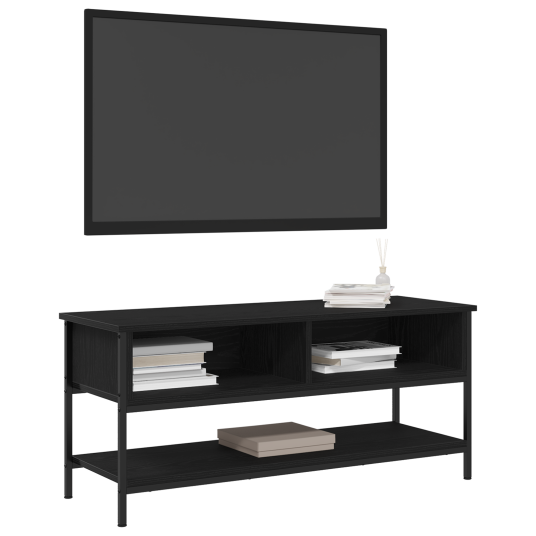  TV Benk Svart Eike 100x35x45 cm Konstruert Tre og Stål