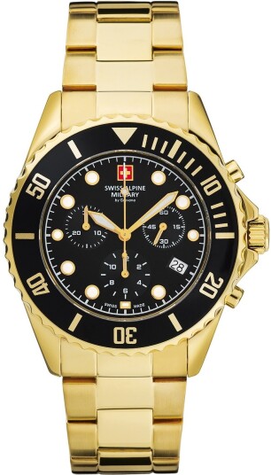 Swiss Alpine Military Herreklokke 7053.9117 Classic Sort/Gulltonet