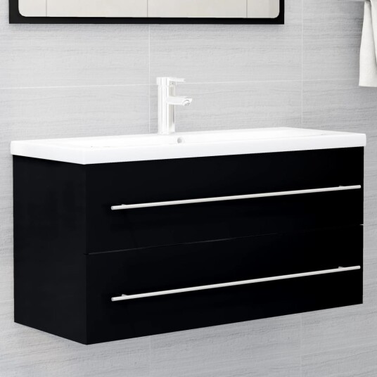 vidaXL Servantskap svart 100x38,5x48 cm sponplate