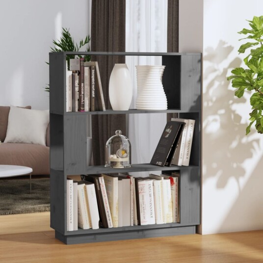 vidaXL Bokhylle/romdeler gr? 80x25x101 cm heltre furu