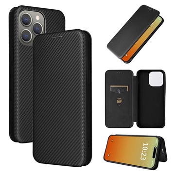 iPhone 15 Pro Flip deksel Karbonfiber Svart