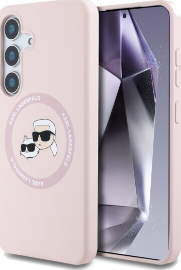 Karl Lagerfeld MagSafe Silikondeksel til Samsung Galaxy S25 Plus med Doble Hoder - Rosa