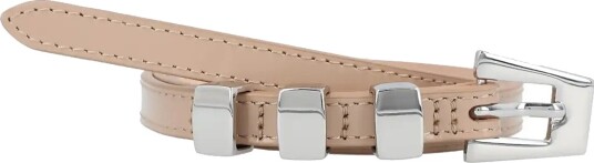 By Far Vic Taupe Semi Patent Leather Belt Beige S By Far Vic Taupe Semi Patent Leather Belt Beige S
