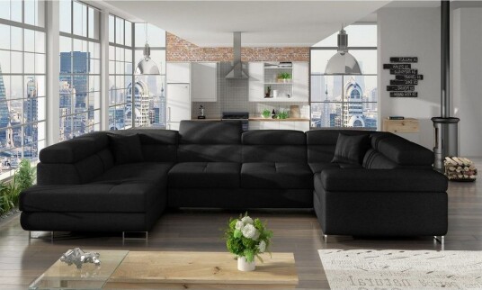 Seksjon Eltap Letto 340x202x90 cm Sawana 14 Svart Venstre