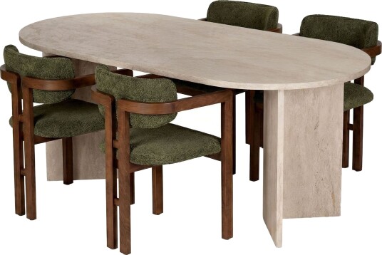 Dining Table & Chairs Set Nordure Grön - Dining Table & Chairs Set Nordure Grön -