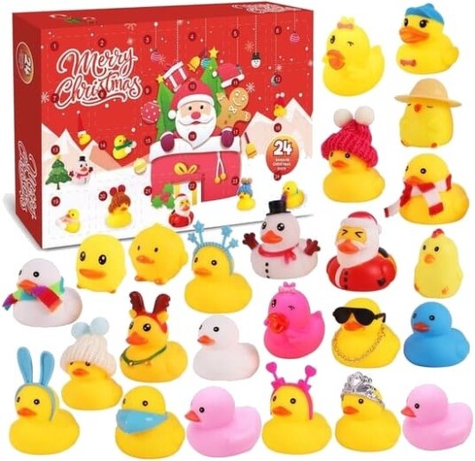 Adventskalender med mini ender – Badeleker i gummi – 24 dager med pipende and adventskalender